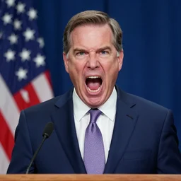 fine art photo of politician David Coburn yelling at the camera, HDR, 4k, realistic