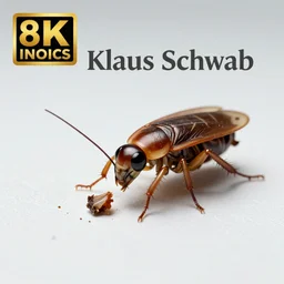 cockroaches eating klaus schwab, photorealistic, 4 k