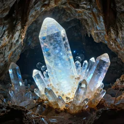 a cave with huge!! glowing crystals!!, art by donato giancola and greg rutkowski