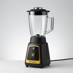 a lamborghini brand blender, with air intakes and butterfly doors, professional studio product shot for a magazine, photograph