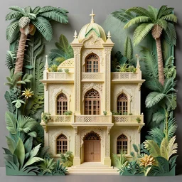 1 building, jungle, kirigami, dichromatism, paradox, volumetric light, insanely detailed and intricate, hypermaximalist, elegant, ornate, hyper realistic, super detailed, by remedios varo uranga