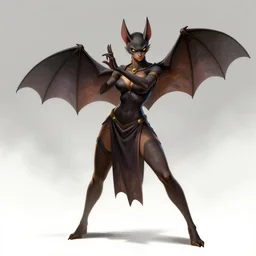 the amiable, uneducated female anthropomorphic bat martial artist searching for purpose. she has a leggy build. her wardrobe is dignified. in the style of jean giraud in the style of moebius trending on artstation deviantart pinterest photorealistic hd 8 k highlights and shadow detailed high resolution