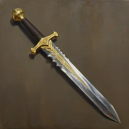 a detailed masterpiece painting of an aztec serrated sword, weapon, iron and gold, by tyler edlin, noah bradley, john j. park, jordan grimmer trending on artstation