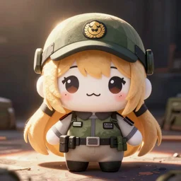 cute fumo plush of a girl from a special commando unit, kawaii anime girl