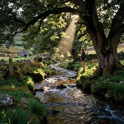 there is a place in wales, tucked out of view magic happens, only seen by a few. for just one day, for only just one hour. the last summer's day break at gelli aur. there you must follow a winding trout stream. search all the oaks with a tiny light beam, inspired by jessica rossier and charlie bowater