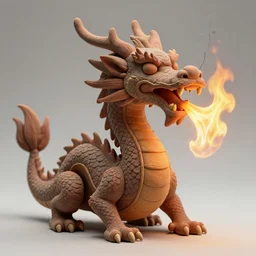 “fire breathing dragon made from clay, detailed, unreal engine”