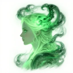side profile, imogen poots, unholy paladin, gloomhaven, luminescent, pale green glow, haunted green swirling souls, evil inky swirly ripples, sickly green colors, by greg manchess, huang guangjian, gil elvgren, sachin teng, greg rutkowski, jesper ejsing, ilya kuvshinov