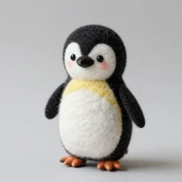 a needle felted penguin, needle felting art.
