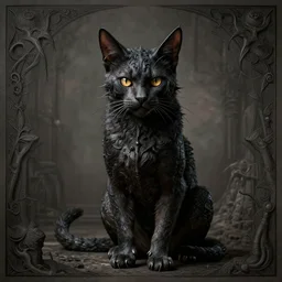 photorealistic demonic eldritch cat in the style of michael whelan and gustave dore. hyperdetailed photorealism by greg rutkowski. 1 0 8 megapixels, 3 d finalrender, cinematic lighting