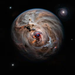 Hyper detailed planet seen from space, stars nearby, supernovas, Hubble picture, detailed