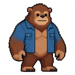 stylish teenage sasquatch, pixel art, 24 x 24px