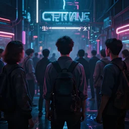 born and raised by those who praise control of population, cyberwave, neon, cinematic,