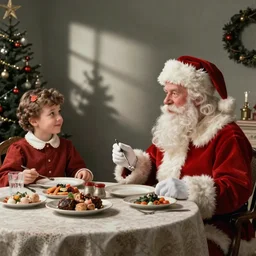(((((1950s cozy Christmas dinner with santa klaus . muted colors.))))) by Jean-Baptiste Monge !!!!!!!!!!!!!!!!!!!!!!!!!!!
