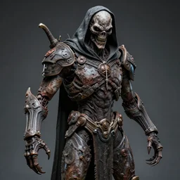 photo taken of an epic intricate, ultra detailed, super realistic gritty, hero prop, exquisitely weathered animatronic movie prop of a lifelike sculpture of a nightmarish lifesize version of the grim reaper creature created by weta workshop, portrait, photorealistic, sharp focus, soundstage, 4 0 0 0 k