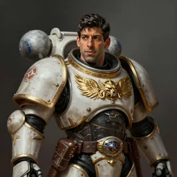 Rishi Sunak as a Warhammer 40k Space Marine, portrait, fantasy, intricate, elegant, highly detailed, digital painting, artstation, concept art, smooth, sharp focus, illustration, art by artgerm and greg rutkowski and alphonse mucha