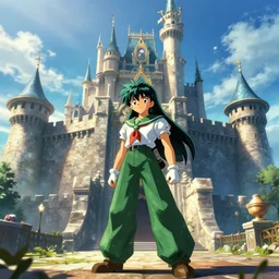 ps 4 gameplay screenshot. octane render. cinematographic framing. castle. character design by akira toriyama. chronotrigger 3 d gameplay. award winning. artstation. smooth, light refraction, by wlop by jungyeonmin and james jean jhonseru jsezz artstation and greg rutkowski, volumetric lighting, makoto shinkai