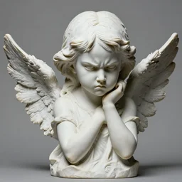 realistic caricature portrait sculpture of angry girl angel