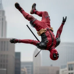 deadpool doing a backflip
