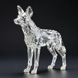 swarovski crystal statue of african wild dog
