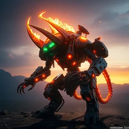 fireclaw machine mecanical creature robot of horizon forbidden west horizon zero dawn radiating a glowing aura global illumination ray tracing hdr fanart arstation by ian pesty and alena aenami artworks in 4 k