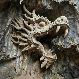 Opening of cave resembles dragon with open mouth