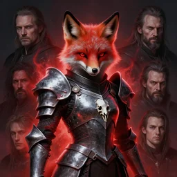 skull knight armor, realistic anthropomorphic fox, red black aura, fantasy, dark, portrait by donato giancola and greg rutkowski and wayne barlow and zdzisław beksinski, realistic face