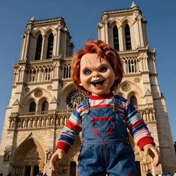 screaming chucky doll gargoyles notre dame