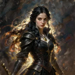 yennefer, oil painting, Tooth Wu, Greg Rutkowski, RPG portrait, dynamic lighting, fantasy art, High contrast, depth of field