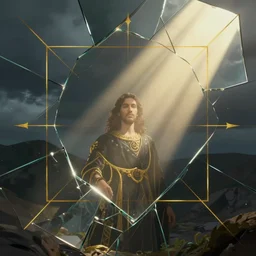 i see myself in the broken mirror by disney concept artists, blunt borders, rule of thirds, golden ratio, godly light