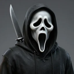 ghost face with knife coming out of it,, 8 k octane, unreal engine rendered, zbrush texture and artstation trending,