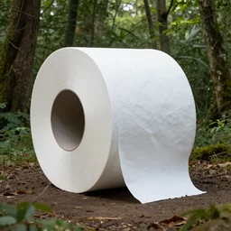 giant sculpture in the forest of a toilet paper roll by a really bad artist