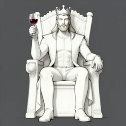 a beautiful artwork illustration, concept art sketch of a king sitting on his throne holding a cup of wine and laughing, volumetric fog, godrays, high contrast, high contrast, high contrast, vibrant colors, vivid colors, high saturation, by Greg Rutkowski and Jesper Ejsing and Raymond Swanland and alena aenami, featured on artstation, wide angle, vertical orientation