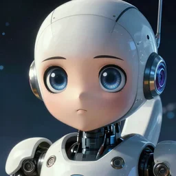 a space realistic robot with big and cute eyes, | | very anime, fine - face, realistic shaded robotic parts, fine details. anime. realistic shaded lighting poster by ilya kuvshinov katsuhiro otomo ghost - in - the - shell, magali villeneuve, artgerm, jeremy lipkin and michael garmash, rob rey and kentaro miura style, trending on art station