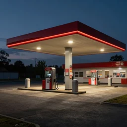 Gas station. By Rembrandt and artstation trending