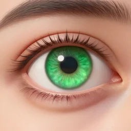 A 3D render of a green eye, hyper detailed