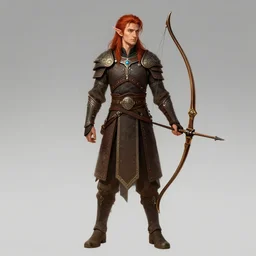 archer with long red hair, wearing elven tribal ornamented armor, full body concept, beksinski, the hobbit elf concept art, ruan jia