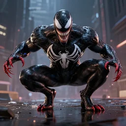 venom fused with spider - man, ultra realistic 4 k unreal engine very cinematic render with ray tracing bloom ambient occlusion strong reflections