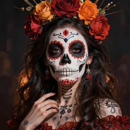 illustration of a sugar skull day of the dead girl, art by douglas smith