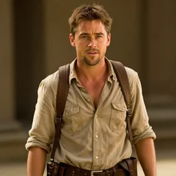 movie still of ryan gosling as indiana jones, raiders of the lost ark promotional photo,