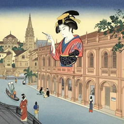 calcutta, japanese illustration