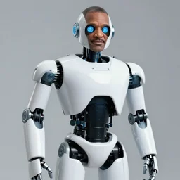 realistic photo of steve harvey as a robot