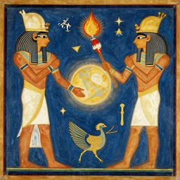 creation of the universe, egyptian painting