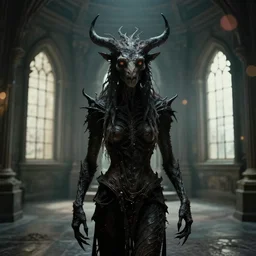 the portrait of dark soul's creature inside the room without doors and windows | pan's labyrinth movie by ridley scott with cinematogrophy of christopher doyle and art direction by hans giger, anamorphic bokeh and lens flares, 8 k, higly detailed masterpiece