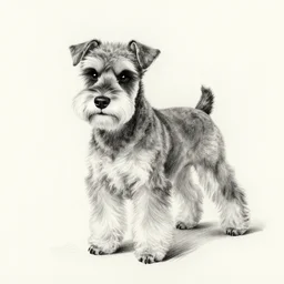 milt kahl pencil sketch of mini schnauzer