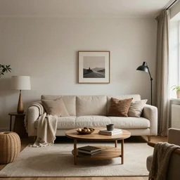 an apartment furnished with modern indian furniture evoking a sense of hygge and melancholy, detailed, photo realistic, magazine catalog, 8K resolution