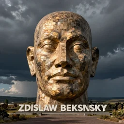 giant monument head in the hell by zdislaw beksinski