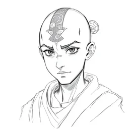 da vinci sketch of avatar aang, highly detailed, anime