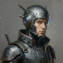a portrait of a male cyberpunk netrunner wearing a hadron collider, fantasy, elegant, digital painting, artstation, concept art, matte, sharp focus, illustration, art by josan gonzalez