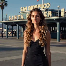 color street photography of gorgeous model girl on Santa Monica peer By Emmanuel Lubezki