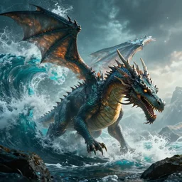 🐉🌊 by john berkey, cinematic, octane, unreal engine, 1 6 k, volumetric light